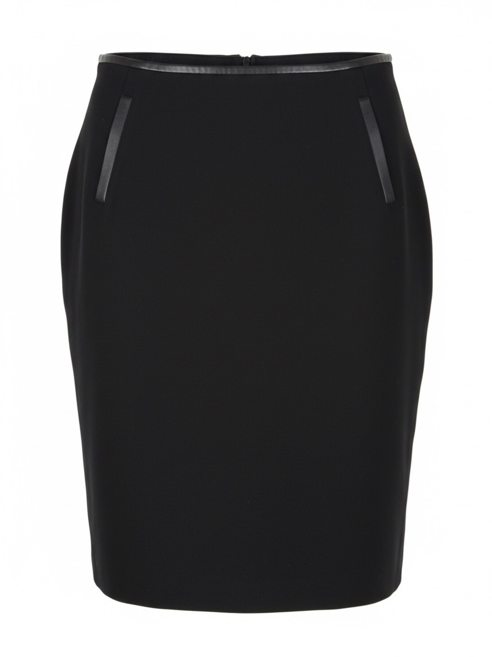 Vince Black Stretch Knit Mini Skirt Size 8 NWT Leather Trim Quiet Luxury